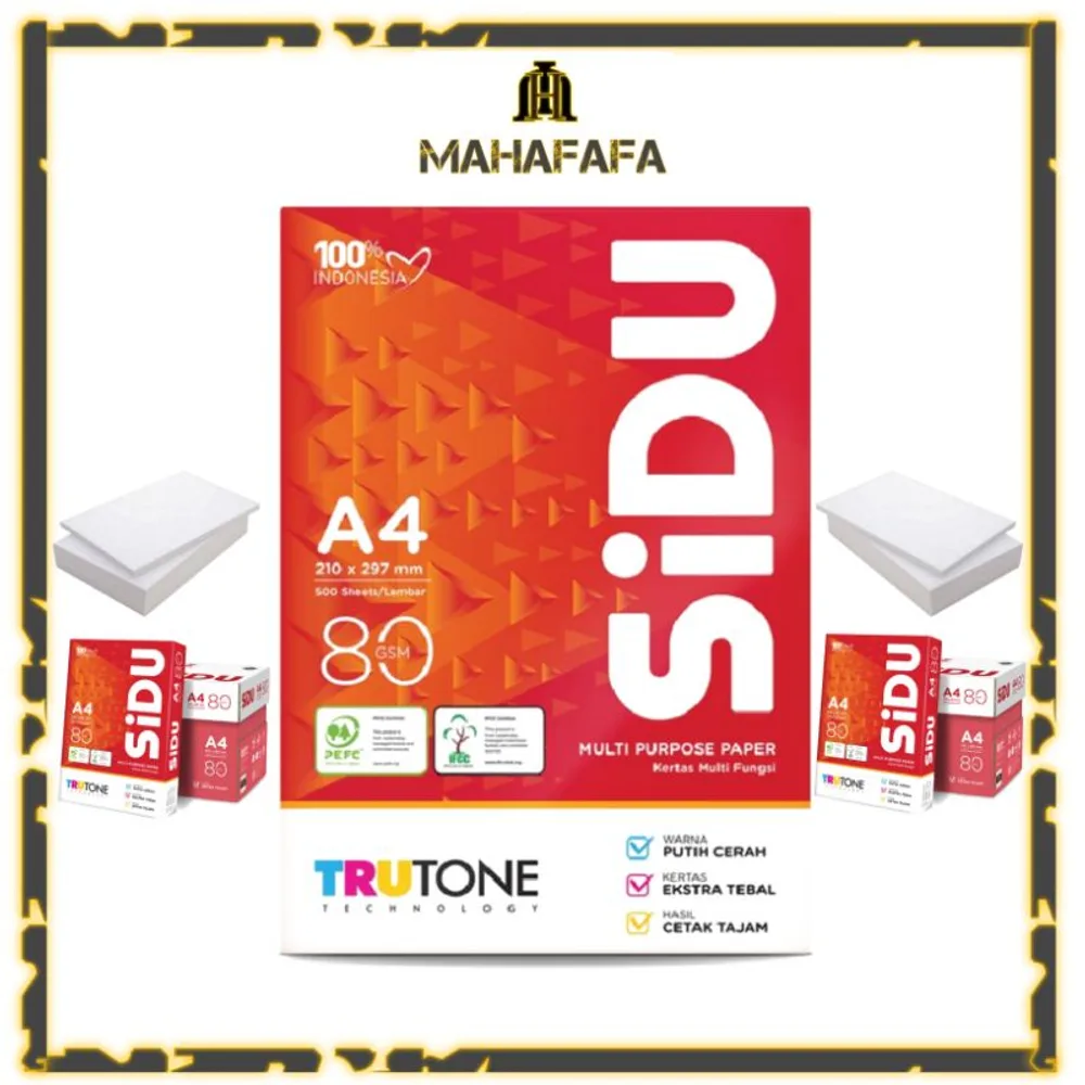 Foto produk Kertas HVS A4 80 Gram SIDU Sinar Dunia (Repacking, 250 Lembar)