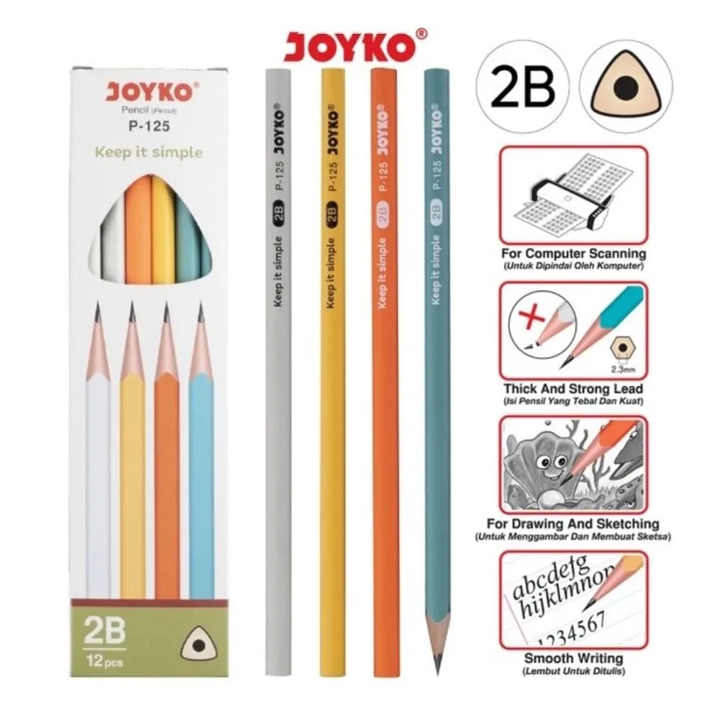 Foto produk Pensil Segitiga Joyko 2B P-125 (Grosir 12pc)