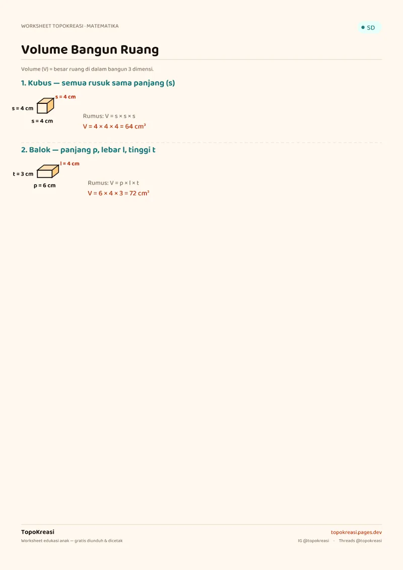 Preview worksheet Volume Bangun Ruang