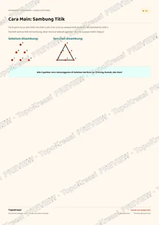 Cuplikan preview halaman 1 worksheet Sambung Titik 1-20 (Connect the Dots) — resolusi rendah bertanda air, bukan file final