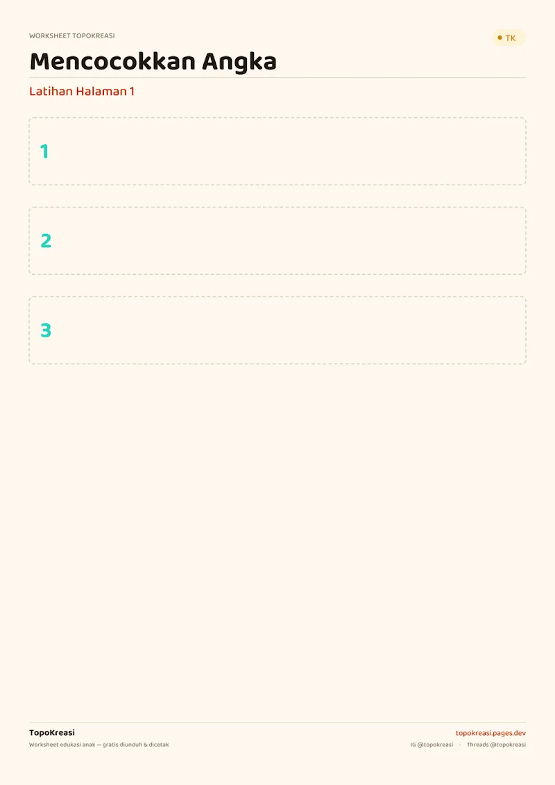 Preview worksheet Mencocokkan Angka Jumlah Benda