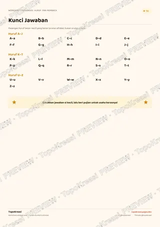 Cuplikan preview halaman 4 worksheet Mencocokkan Huruf Besar & Kecil — resolusi rendah bertanda air, bukan file final