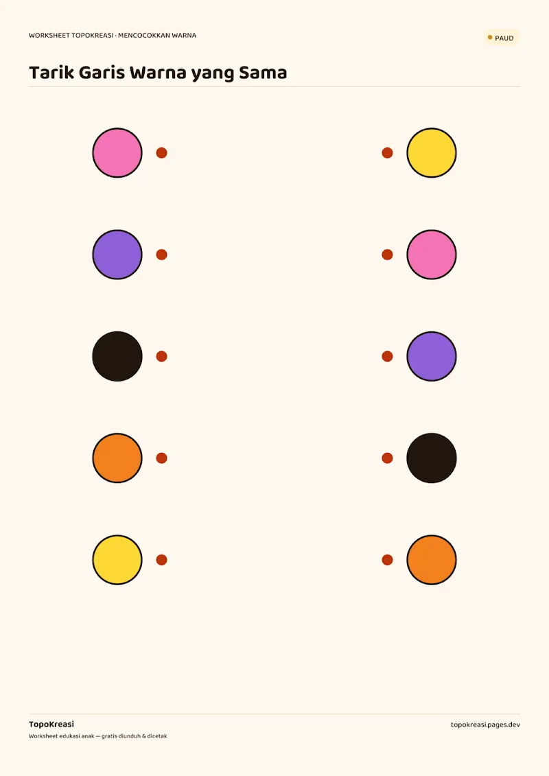 Preview worksheet Mencocokkan Warna Sama