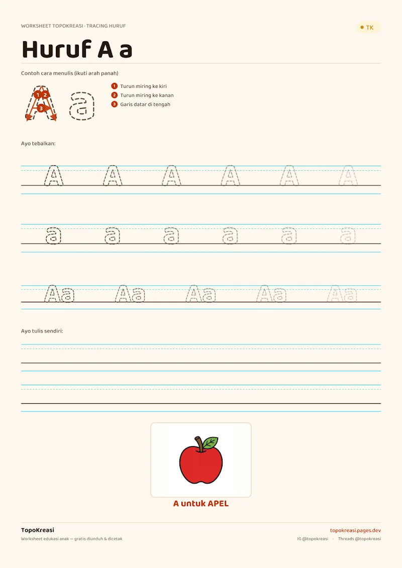 Preview worksheet Mengenal Huruf Vokal