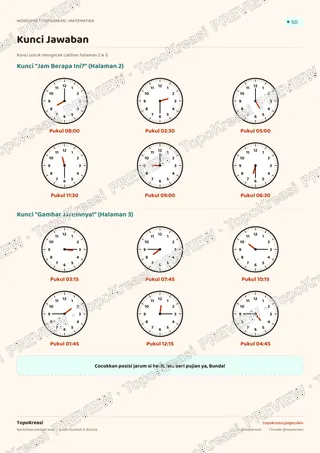 Cuplikan preview halaman 4 worksheet Mengenal Jam Analog — resolusi rendah bertanda air, bukan file final