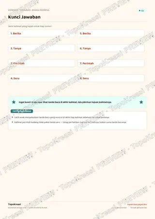 Cuplikan preview halaman 3 worksheet Mengenal Jenis Kalimat — resolusi rendah bertanda air, bukan file final