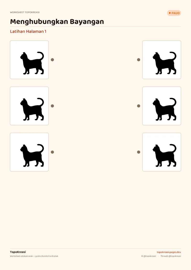 Preview worksheet Menghubungkan Gambar Bayangan