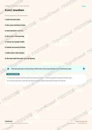 Cuplikan preview halaman 3 worksheet Menyusun Kata Jadi Kalimat — resolusi rendah bertanda air, bukan file final