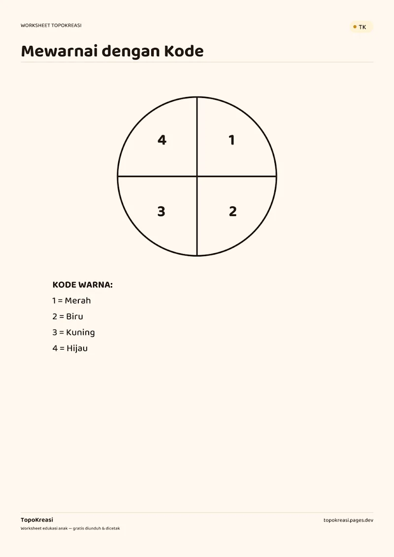 Preview worksheet Mewarnai Sesuai Kode Warna