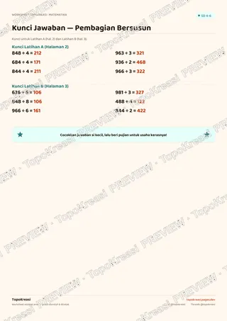 Cuplikan preview halaman 4 worksheet Pembagian Bersusun (Porogapit) — resolusi rendah bertanda air, bukan file final