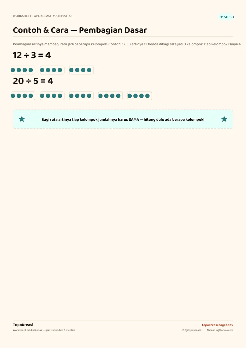 Preview worksheet Pembagian Dasar