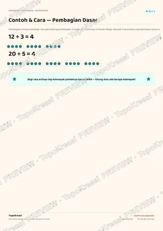 Cuplikan preview halaman 1 worksheet Pembagian Dasar — resolusi rendah bertanda air, bukan file final