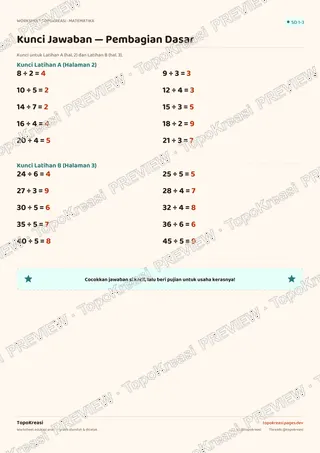 Cuplikan preview halaman 4 worksheet Pembagian Dasar — resolusi rendah bertanda air, bukan file final