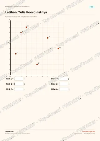 Cuplikan preview halaman 2 worksheet Pengenalan Koordinat Sumbu XY — resolusi rendah bertanda air, bukan file final
