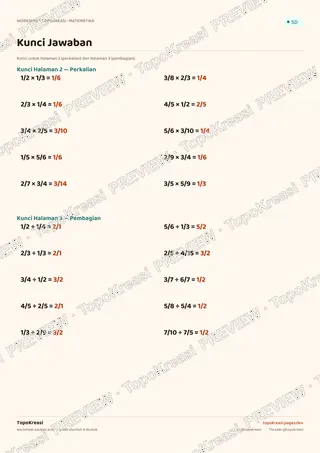 Cuplikan preview halaman 4 worksheet Perkalian & Pembagian Pecahan — resolusi rendah bertanda air, bukan file final