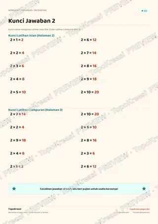 Cuplikan preview halaman 4 worksheet Tabel Perkalian 2 — resolusi rendah bertanda air, bukan file final