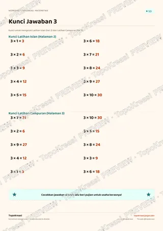 Cuplikan preview halaman 4 worksheet Tabel Perkalian 3 — resolusi rendah bertanda air, bukan file final