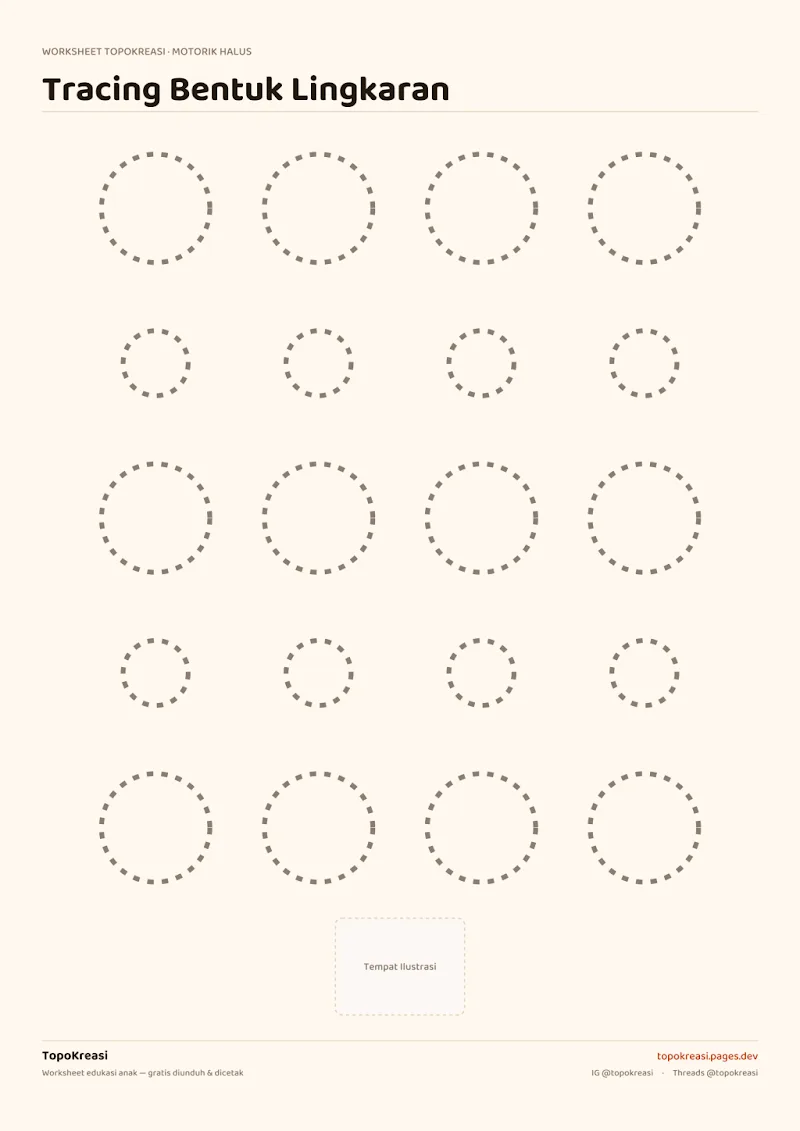 Preview worksheet Tracing Bentuk Lingkaran