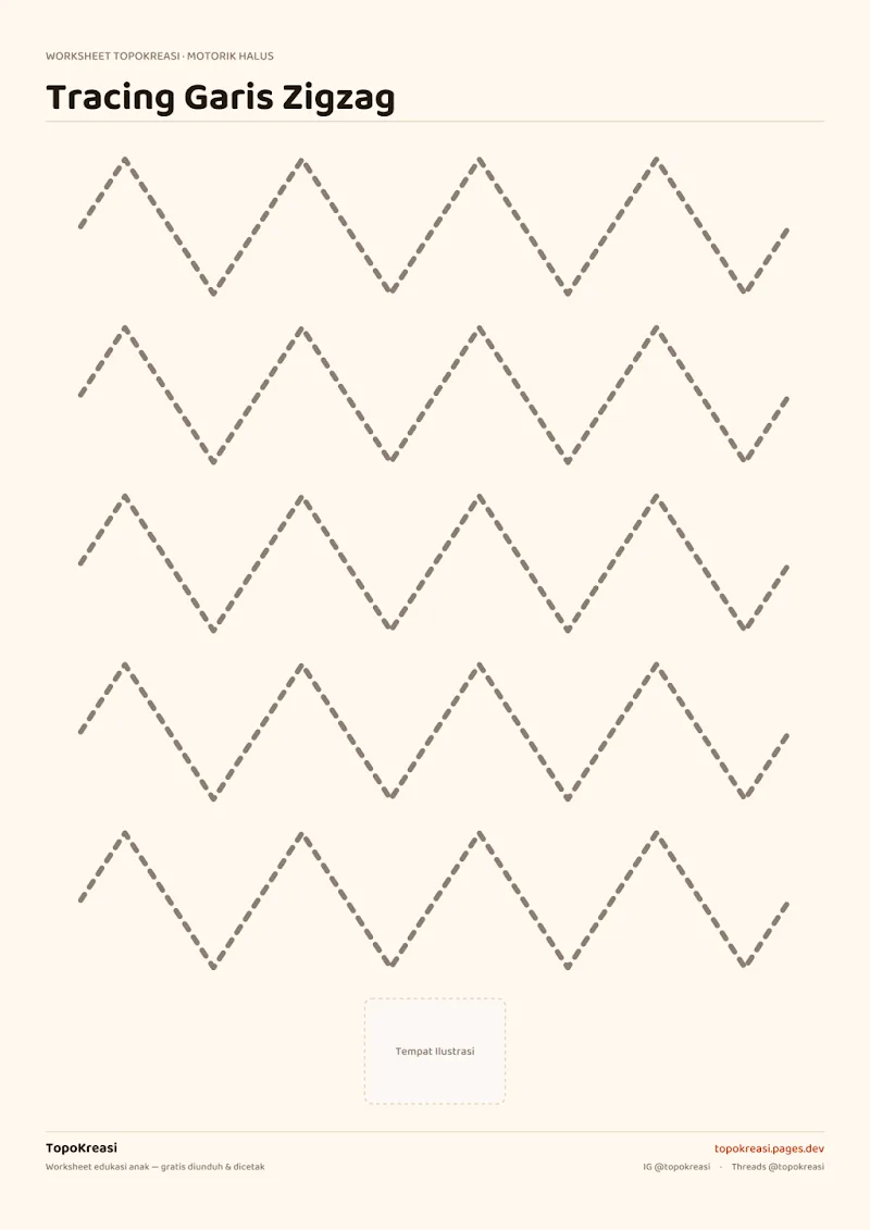 Preview worksheet Tracing Garis Zigzag