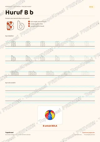 Cuplikan preview halaman 2 worksheet Tracing Huruf A–I — resolusi rendah bertanda air, bukan file final