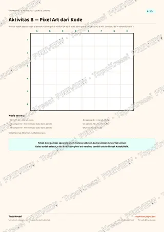 Cuplikan preview halaman 2 worksheet Coding Dasar untuk Anak (Unplugged Coding) — resolusi rendah bertanda air, bukan file final